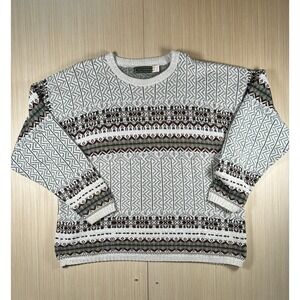 Vintage Croft & Barrow Sweater Mens XL Multicolor‎ Fair Isle Tight Knit Cotton